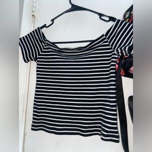 Off The Shoulder Black and White Tube Top